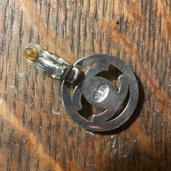 Authentic Chanel Stamped Silver Turn key Clip on Earring - Picture 2 of 2